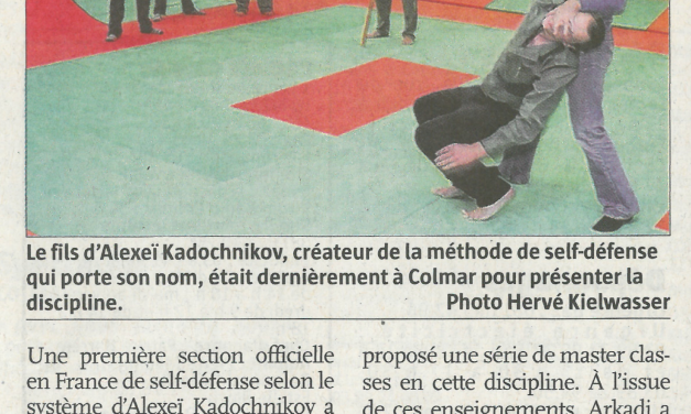 Article L&rsquo;Alsace du 02/10/2010, stage à Colmar avec Arkady Kadochnikov